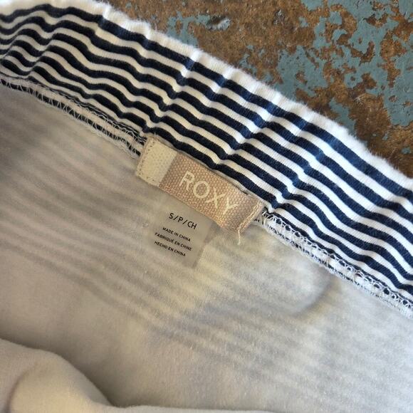 Roxy Ocean Stripe High Low Tulip Midi Skirt Size S White Blue Asymmetric Beachy - Picture 6 of 8